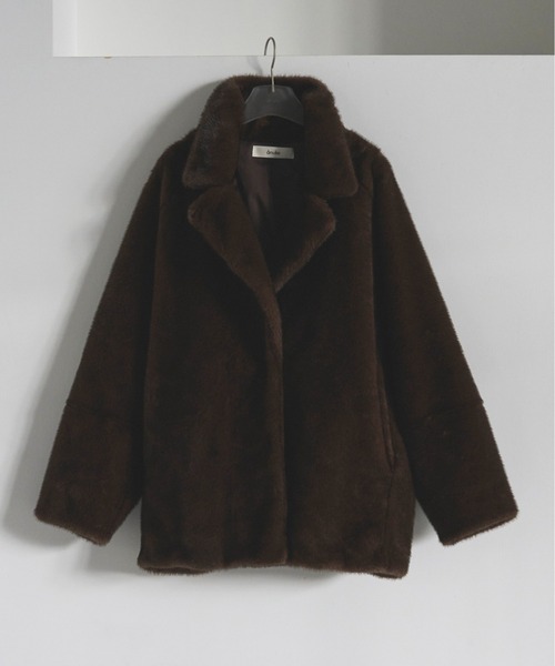 anuke（アンヌーク）の「[anuke/アンヌーク] ECO MINKFUR JACKET エコミンクファージャケット（その他アウター・レディース・ブラウン・36）」の8枚目の写真