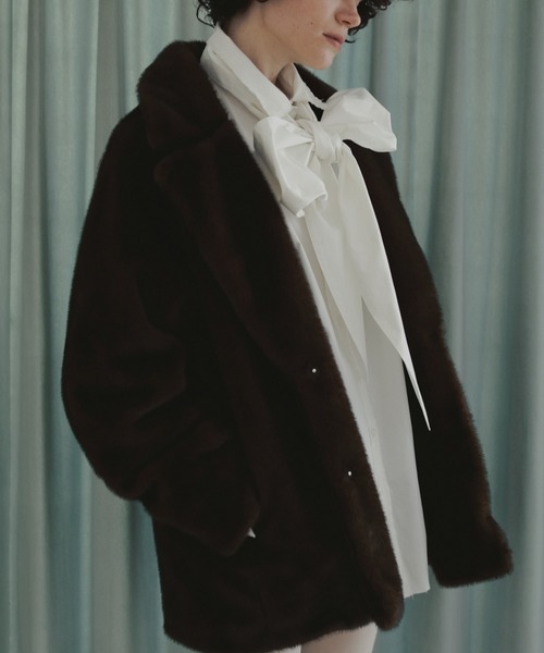 anuke（アンヌーク）の「[anuke/アンヌーク] ECO MINKFUR JACKET エコミンクファージャケット（その他アウター・レディース・ブラウン・36）」の2枚目の写真