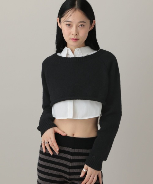 3.3 Field Trip （3.3フィールドトリップ）の「3.3 Field Trip／シャツレイヤードニット（ニット/セーター・レディース・ブラウン/グレー/ブラック・FREE）」の21枚目の写真