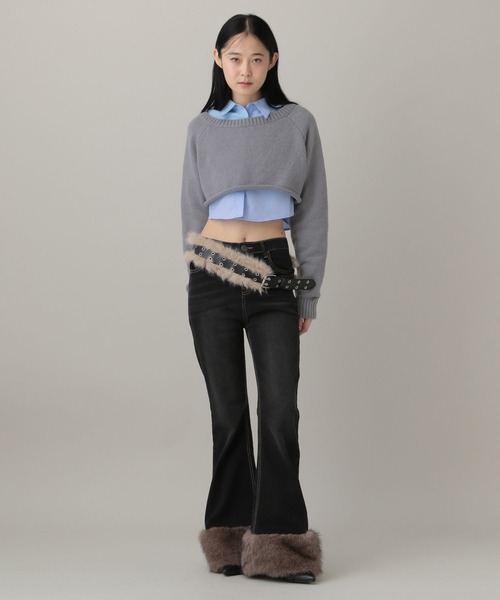 3.3 Field Trip （3.3フィールドトリップ）の「3.3 Field Trip／シャツレイヤードニット（ニット/セーター・レディース・ブラウン/グレー/ブラック・FREE）」の7枚目の写真