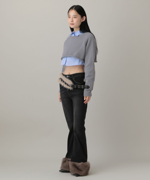 3.3 Field Trip （3.3フィールドトリップ）の「3.3 Field Trip／シャツレイヤードニット（ニット/セーター・レディース・ブラウン/グレー/ブラック・FREE）」の8枚目の写真