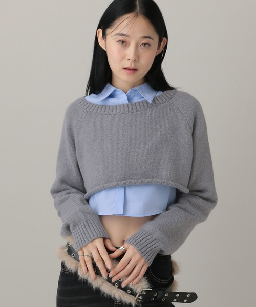 3.3 Field Trip （3.3フィールドトリップ）の「3.3 Field Trip／シャツレイヤードニット（ニット/セーター・レディース・ブラウン/グレー/ブラック・FREE）」の9枚目の写真