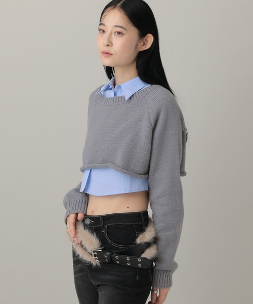 3.3 Field Trip （3.3フィールドトリップ）の「3.3 Field Trip／シャツレイヤードニット（ニット/セーター・レディース・ブラウン/グレー/ブラック・FREE）」の10枚目の写真