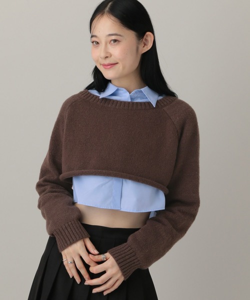 3.3 Field Trip （3.3フィールドトリップ）の「3.3 Field Trip／シャツレイヤードニット（ニット/セーター・レディース・ブラウン/グレー/ブラック・FREE）」の13枚目の写真