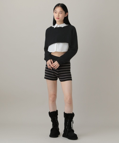 3.3 Field Trip （3.3フィールドトリップ）の「3.3 Field Trip／シャツレイヤードニット（ニット/セーター・レディース・ブラウン/グレー/ブラック・FREE）」の19枚目の写真