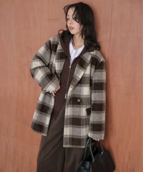 セール】ミックスシャギー ジャケットコート（テーラードジャケット