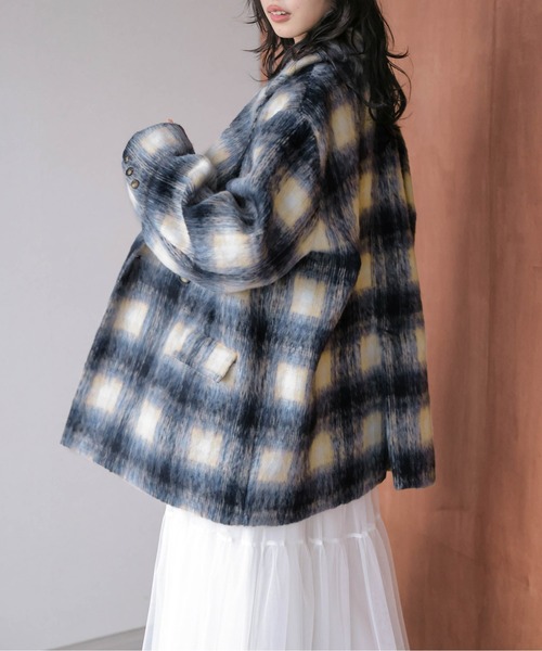 AMELY（エミリー）の「ミックスシャギー ジャケットコート（テーラードジャケット・レディース・ブラウン/ブラック/ネイビー・フリー）」の13枚目の写真
