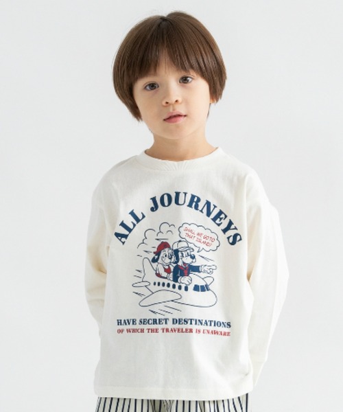 DRC branshes(ディーアールシーブランシェス)の「【DRC】アソートグラフィック長袖Tシャツ(Tシャツ/カットソー・キッズ・ブルー/ダークグリーン/チャコールグレー/その他1/ベージュ/その他3/その他2/オレンジ/アイボリー/オフホワイト/フューシャピンク/ブラック/ブルーグレー/オリーブ・140/130/100/120/110/160/150)」の1枚目の写真