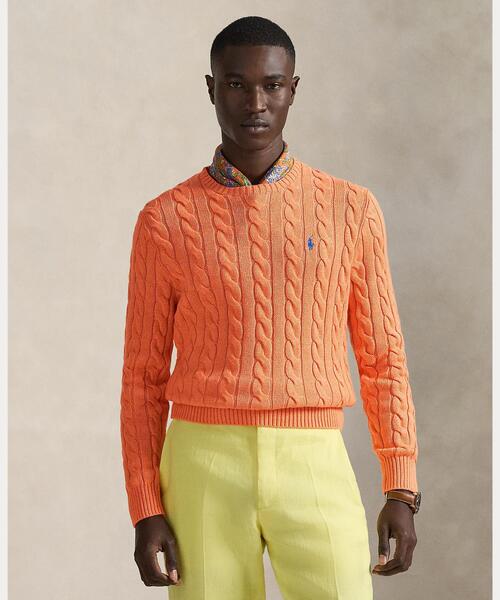 POLO RALPH LAUREN（ポロ ラルフ ローレン）の「ケーブルニット コットン セーター（ニット/セーター・メンズ・オレンジ・XS/S/L）」の2枚目の写真