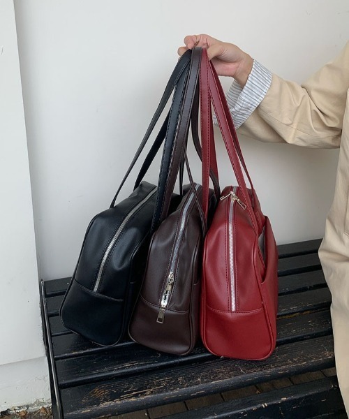 yuue' ( wear )(ユーイ)の「アウトポケットスクエアボストンバッグ/通勤通学/A4サイズ対応(ショルダーバッグ・レディース・ブラック/ダークブラウン・FREE)」の21枚目の写真