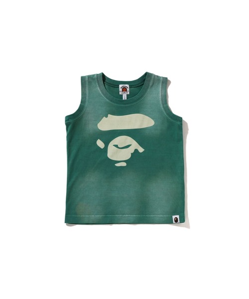 A BATHING APE（アベイシングエイプ）の「APE FACE WASHED EFFECT TANK TOP（タンクトップ・キッズ・グリーン/ブラック・110/100/130/90/120/140）」の2枚目の写真
