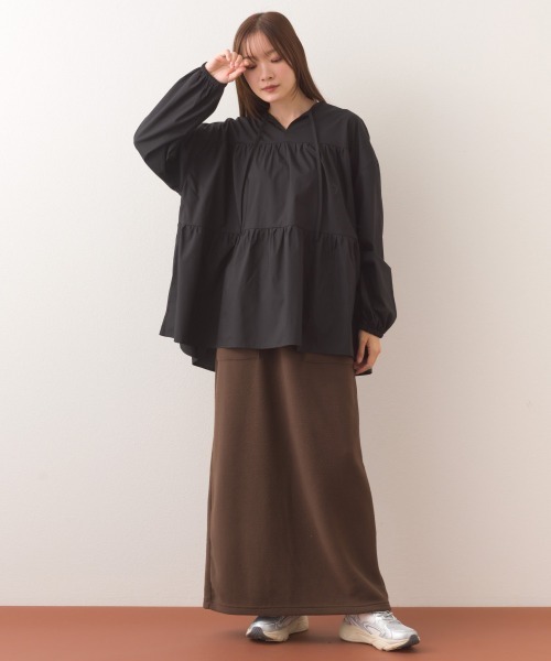 OMNES（オムネス）の「ポプリンティアードチュニック長袖ブラウス（シャツ/ブラウス・レディース・ベージュ/グリーン系その他/ブルー系その他/ホワイト/ライトグリーン/ブラック・FREE）」の15枚目の写真