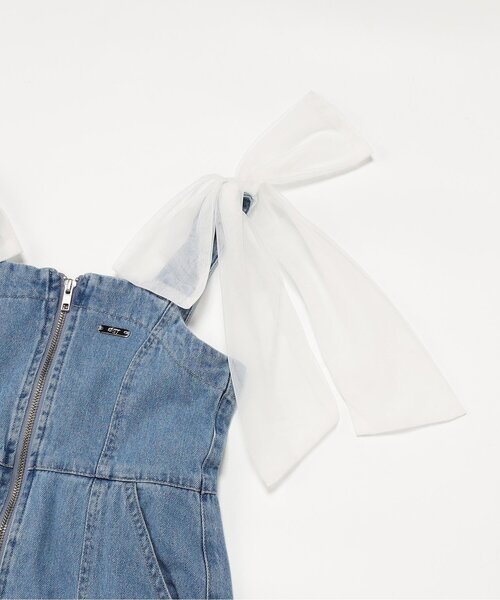 algy（アルジー）の「フロントジップりぼんジャンスカ（ワンピース・キッズ・サックスブルー/グレー・160/150/140/130）」の12枚目の写真