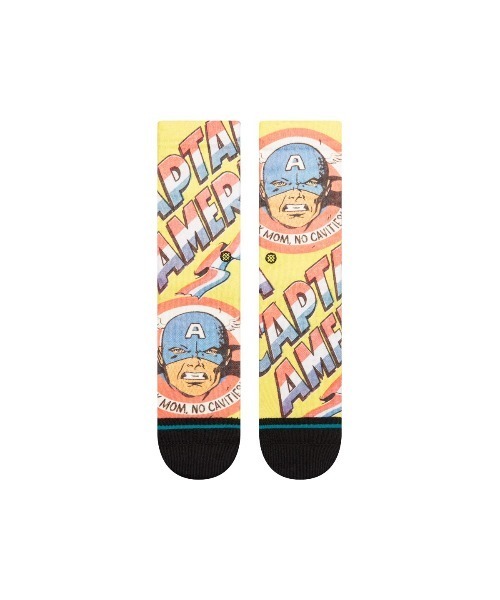 MARVEL（マーベル）の「【STANCE/スタンス】NO CAVITIES KIDS　キッズクルーソックス　「キャプテン・アメリカ」（ソックス/靴下・キッズ・イエロー・MEDIUM）」の2枚目の写真