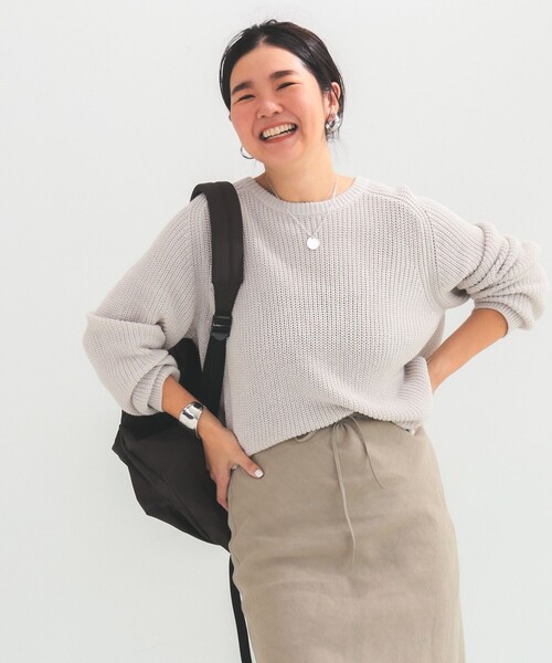 Demi-Luxe BEAMS(デミルクス ビームス)の「5ゲージ コットン 畦編み プルオーバー(ニット/セーター・レディース・ピンク/ライトグレー・ONE SIZE)」の17枚目の写真