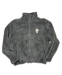 Cross Logo Fleece Zip-Up Jacket ((dark gray))