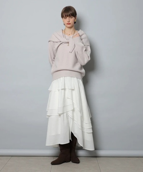 CADUNE(カデュネ)の「ペタルスカート(スカート・レディース・ブラック/ホワイト・34/36/38)」の7枚目の写真