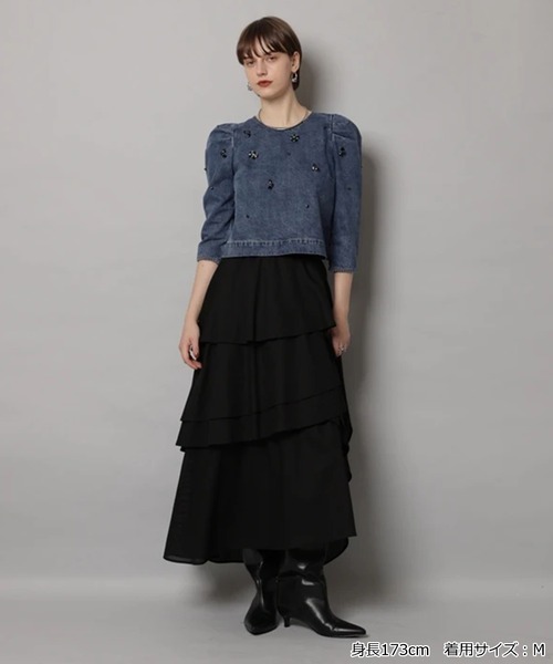 CADUNE(カデュネ)の「ペタルスカート(スカート・レディース・ブラック/ホワイト・34/36/38)」の4枚目の写真