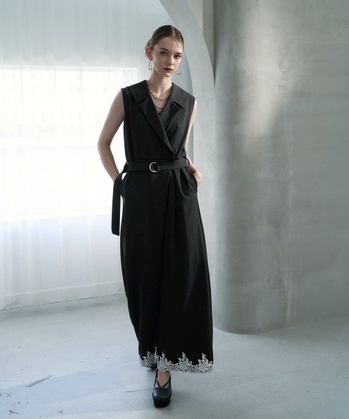 HARE（ハレ）の「【CEREMONY SET UP対応】レースデザインジャンプスーツ(HARE)（サロペット/オーバーオール・レディース・ブラック/グレー・FREE）」の5枚目の写真