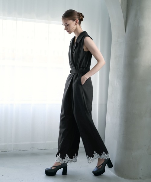 HARE（ハレ）の「【CEREMONY SET UP対応】レースデザインジャンプスーツ(HARE)（サロペット/オーバーオール・レディース・ブラック/グレー・FREE）」の9枚目の写真