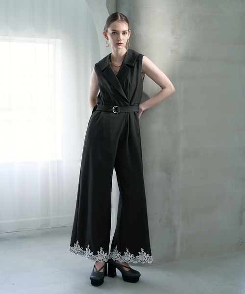 HARE（ハレ）の「【CEREMONY SET UP対応】レースデザインジャンプスーツ(HARE)（サロペット/オーバーオール・レディース・ブラック/グレー・FREE）」の10枚目の写真