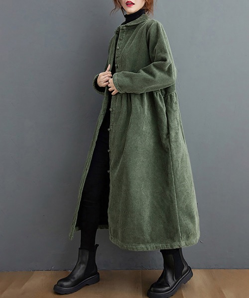 Doux Belle(ドゥーベル)の「裏起毛コーデュロイシャツワンピース(シャツワンピース・レディース・ブラウン/グリーン/ブラック/ダークブラウン・X-LARGE/MEDIUM/LARGE)」の6枚目の写真