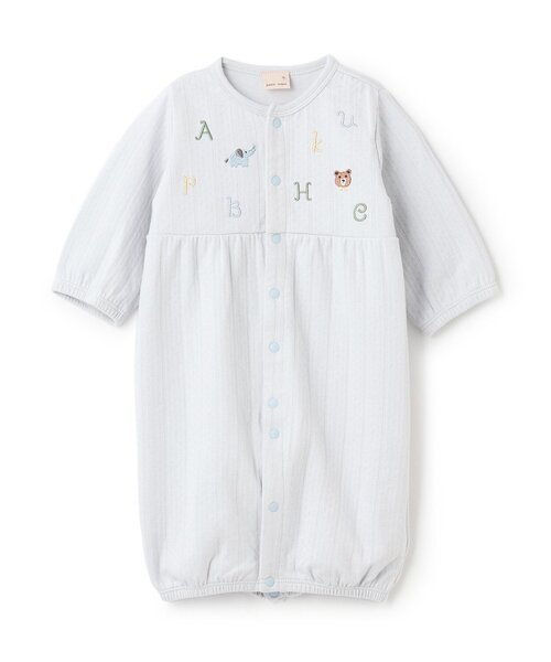 petit main(プティマイン)の「刺しゅう2wayオール(ロンパース・キッズ・クリーム/オフホワイト/ブルーグレー・50-70cm)」の3枚目の写真