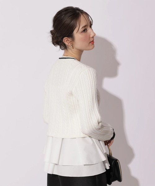 Apuweiser-riche(アプワイザーリッシェ)の「配色ケーブルティアードアンサンブル(ニット/セーター・レディース・オフホワイト/ピンクベージュ/レッド/ネイビー・2)」の13枚目の写真