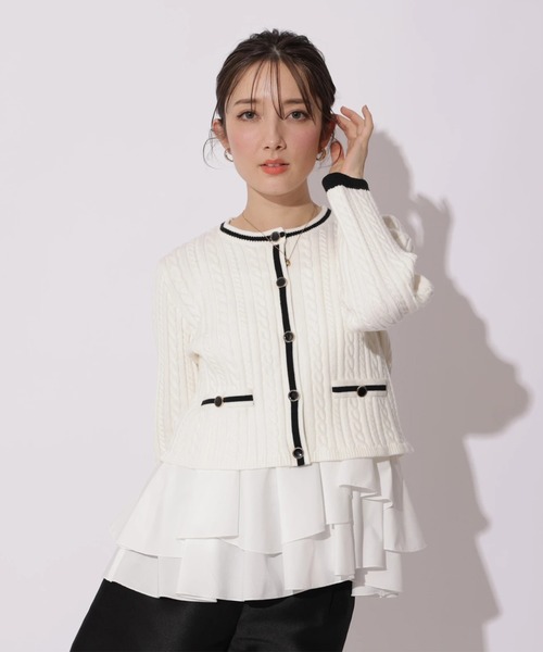 Apuweiser-riche(アプワイザーリッシェ)の「配色ケーブルティアードアンサンブル(ニット/セーター・レディース・オフホワイト/ピンクベージュ/レッド/ネイビー・2)」の14枚目の写真