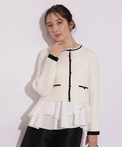 Apuweiser-riche(アプワイザーリッシェ)の「配色ケーブルティアードアンサンブル(ニット/セーター・レディース・オフホワイト/ピンクベージュ/レッド/ネイビー・2)」の15枚目の写真