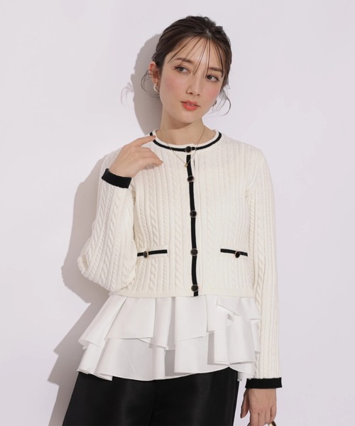 Apuweiser-riche(アプワイザーリッシェ)の「配色ケーブルティアードアンサンブル(ニット/セーター・レディース・オフホワイト/ピンクベージュ/レッド/ネイビー・2)」の16枚目の写真