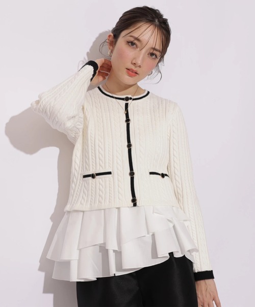 Apuweiser-riche(アプワイザーリッシェ)の「配色ケーブルティアードアンサンブル(ニット/セーター・レディース・オフホワイト/ピンクベージュ/レッド/ネイビー・2)」の19枚目の写真