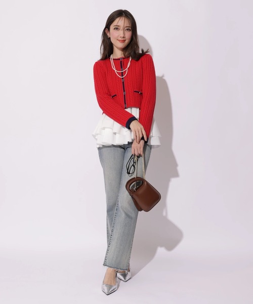 Apuweiser-riche(アプワイザーリッシェ)の「配色ケーブルティアードアンサンブル(ニット/セーター・レディース・オフホワイト/ピンクベージュ/レッド/ネイビー・2)」の8枚目の写真