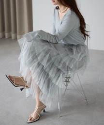 PREFERIR | 【春定番】ティアード チュールスカート/ロング丈・ウエストゴム(スカート)