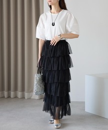 PREFERIR（プレフェリール）の「【春定番】ティアード チュールスカート/ロング丈・ウエストゴム（スカート）」