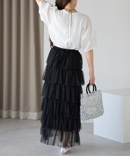 PREFERIR（プレフェリール）の「【春定番】ティアード チュールスカート/ロング丈・ウエストゴム（スカート・レディース・グレー/オフホワイト/ブラック・FREE）」の13枚目の写真