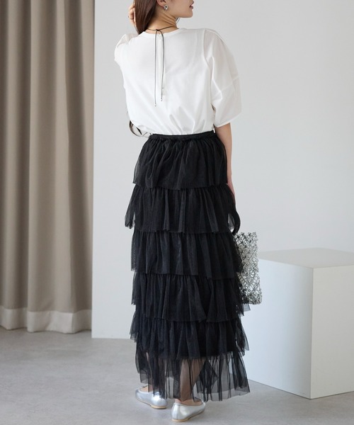 PREFERIR（プレフェリール）の「【春定番】ティアード チュールスカート/ロング丈・ウエストゴム（スカート・レディース・グレー/オフホワイト/ブラック・FREE）」の14枚目の写真