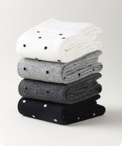 c.u.l（シーユーエル）の「水玉柄 ドット柄 ミドル丈 ソックス cula1412（ソックス/靴下・レディース・ホワイト/ブラック/グレー・FREE）」の8枚目の写真