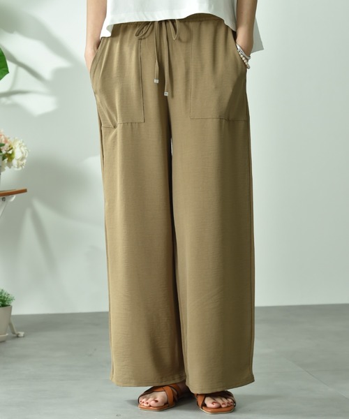 INTERPLANET（インタープラネット）の「ウ゛ィンテージ風合繊ウエストゴムワイドパンツ（その他パンツ・レディース・ベージュ/カーキ/ブラック・FREE）」の14枚目の写真