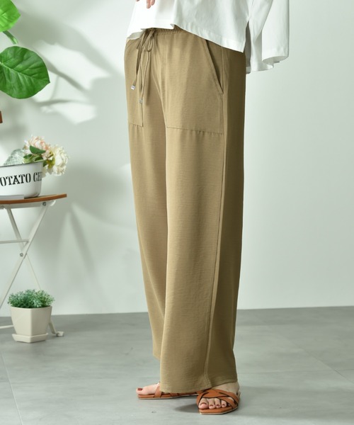 INTERPLANET（インタープラネット）の「ウ゛ィンテージ風合繊ウエストゴムワイドパンツ（その他パンツ・レディース・ベージュ/カーキ/ブラック・FREE）」の15枚目の写真