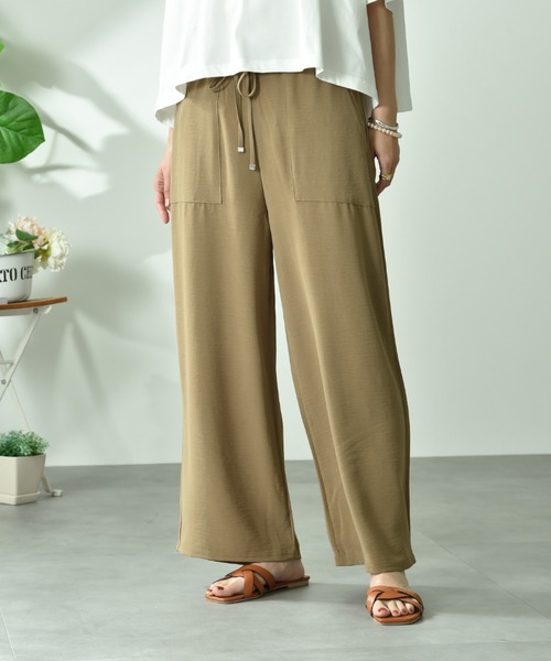 INTERPLANET（インタープラネット）の「ウ゛ィンテージ風合繊ウエストゴムワイドパンツ（その他パンツ・レディース・ベージュ/カーキ/ブラック・FREE）」の17枚目の写真