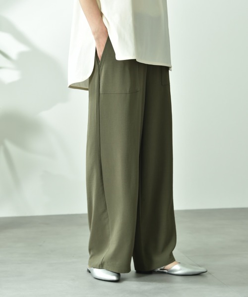 INTERPLANET（インタープラネット）の「ウ゛ィンテージ風合繊ウエストゴムワイドパンツ（その他パンツ・レディース・ベージュ/カーキ/ブラック・FREE）」の22枚目の写真