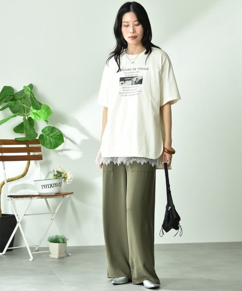 INTERPLANET（インタープラネット）の「ウ゛ィンテージ風合繊ウエストゴムワイドパンツ（その他パンツ・レディース・ベージュ/カーキ/ブラック・FREE）」の18枚目の写真