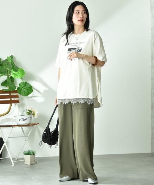 INTERPLANET（インタープラネット）の「ウ゛ィンテージ風合繊ウエストゴムワイドパンツ（その他パンツ・レディース・ベージュ/カーキ/ブラック・FREE）」の20枚目の写真