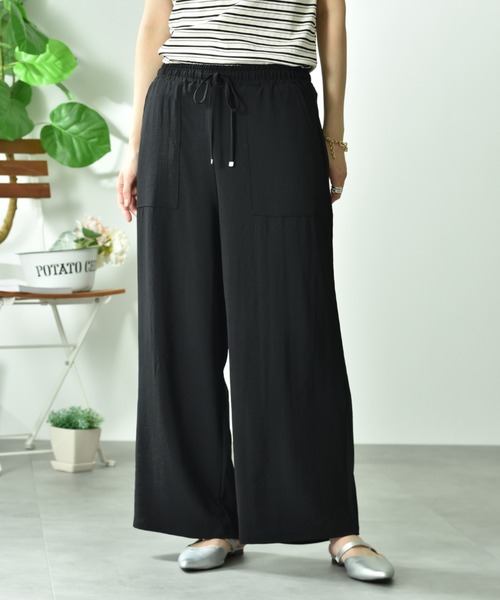 INTERPLANET（インタープラネット）の「ウ゛ィンテージ風合繊ウエストゴムワイドパンツ（その他パンツ・レディース・ベージュ/カーキ/ブラック・FREE）」の7枚目の写真