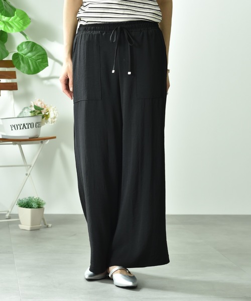 INTERPLANET（インタープラネット）の「ウ゛ィンテージ風合繊ウエストゴムワイドパンツ（その他パンツ・レディース・ベージュ/カーキ/ブラック・FREE）」の10枚目の写真