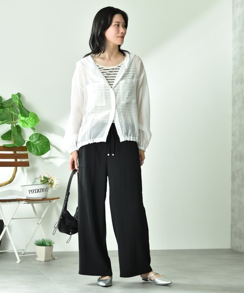 INTERPLANET（インタープラネット）の「ウ゛ィンテージ風合繊ウエストゴムワイドパンツ（その他パンツ・レディース・ベージュ/カーキ/ブラック・FREE）」の6枚目の写真