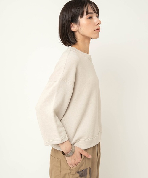 RNA-N(アールエヌエーエヌ)の「M2614 ルーズテリー8分袖プルオーバー(Tシャツ/カットソー・レディース・ベージュ/キナリ/ブラウン・FREE)」の5枚目の写真