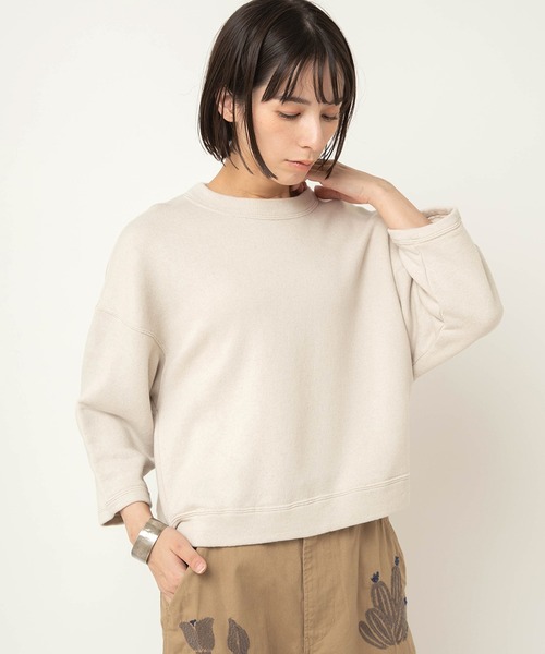 RNA-N(アールエヌエーエヌ)の「M2614 ルーズテリー8分袖プルオーバー(Tシャツ/カットソー・レディース・ベージュ/キナリ/ブラウン・FREE)」の4枚目の写真