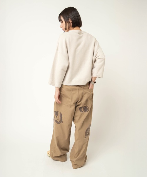 RNA-N(アールエヌエーエヌ)の「M2614 ルーズテリー8分袖プルオーバー(Tシャツ/カットソー・レディース・ベージュ/キナリ/ブラウン・FREE)」の11枚目の写真